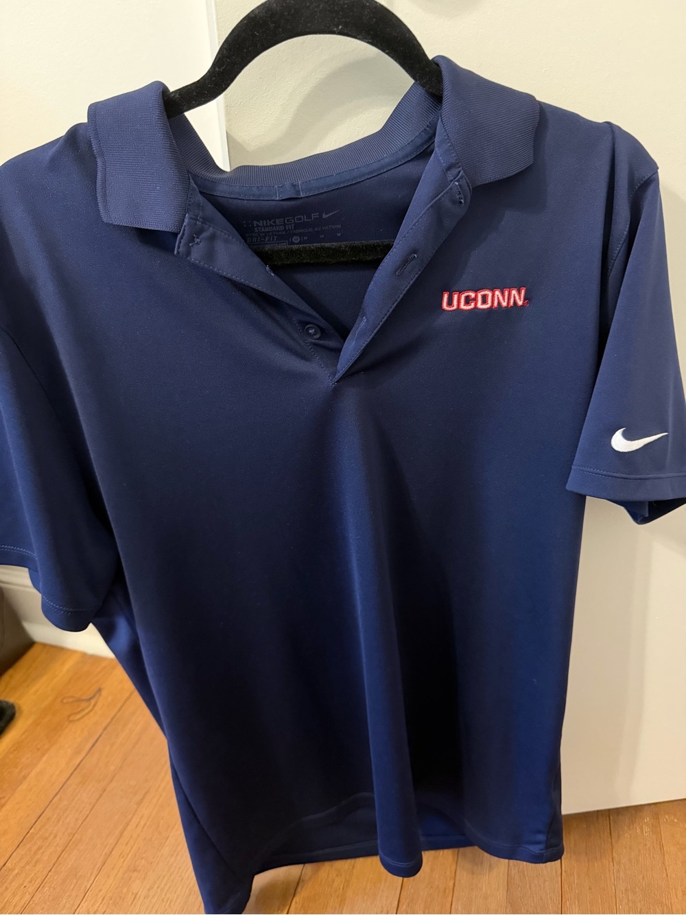 Nike Men's Navy Polo with Red UCONN Embroidery